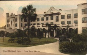 Avon Park Fla FL Hotel Highland Lakes Hand Colored Albertype Vintage Postcard