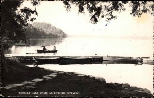 Allenford Ontario Camp Lake Boat RPPC Real Photo Vintage Postcard