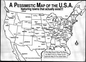 Postcard MAP Comic US A Pessimistic Map of the U.S.A.