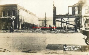 NE, Fremont, Nebraska, RPPC, Gumpert Fire 1914, Business Section, Photo