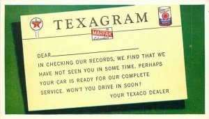 Texaco 1940s Gas Station Texagram Auto Repair Advertising Postcard 21-11468
