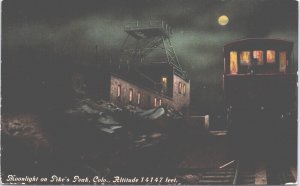 USA Moonlight on Pikes Peak Colorado Vintage Postcard 09.53