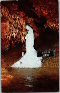 Virgin Mary Stalagmite Formation Meramec Caverns Stanton MO Vintage Postcard M25