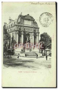 Old Postcard Paris Fountain St Michel