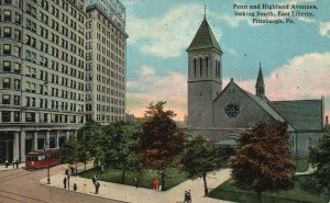 Vintage Postcard 1910's Penn & Highland Ave. South East Liberty Pittsburgh PA