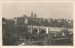 Vintage 1947 Kolín Czechoslovakia Bridge & City Photo Postcard