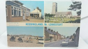 Vintage Multiview Postcard Kessingland Sailors Home Inn Church HighSt Beach 1975