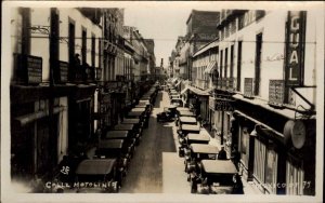 Mexico City? Calle Motolinia Cars on Street c1915 Real Photo Postcard 