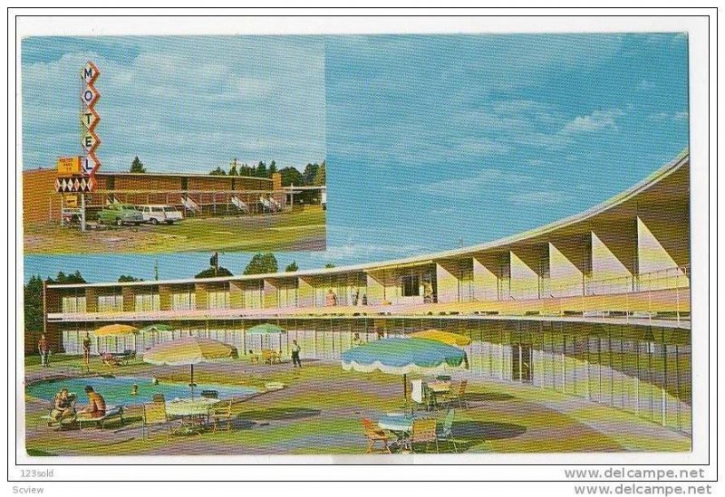 Albany Oregon Al-Ray Motel Hotel 50´s - 60´s split view Cars Pool