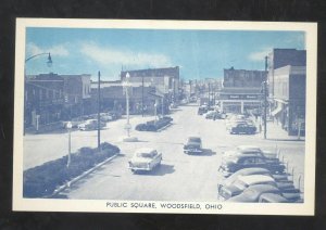 WOODSFIELD OHIO DOWNTOWN STREET SCENE SQUARE OLD CARS VINTAGE OSTCARD