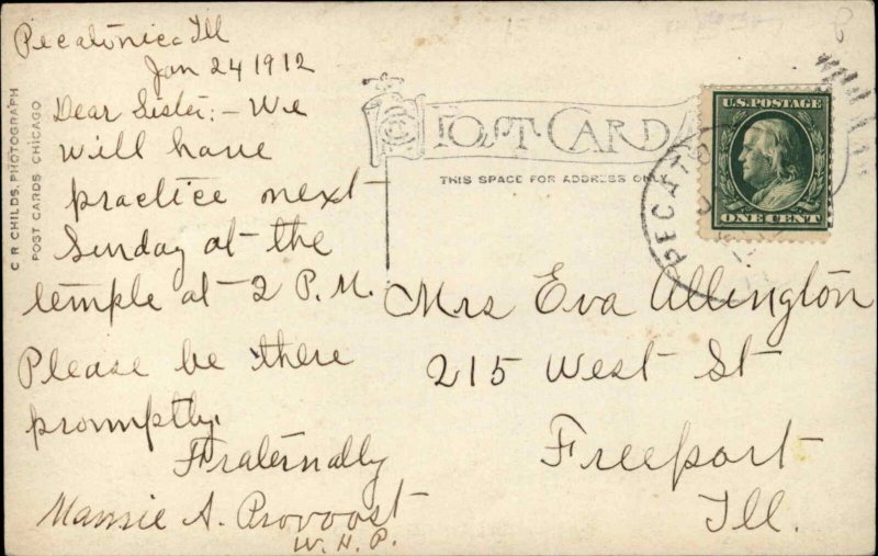 Pecatonica IL High School c1910 Real Photo Postcard