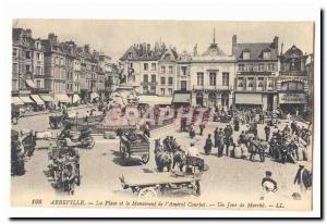 Abbeville Old Postcard Place and monument of the & # 39amiral Courbet A day w...