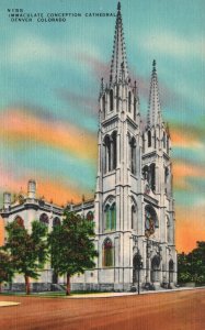 Vintage Postcard Immaculate Conception Cathedral Church Denver Colorado CO