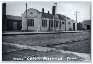 c1960's MILW Postville Iowa IA Railroad Train Depot Station RPPC Photo Postcard