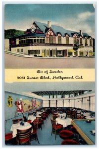 1940 Bit Of Sweden Restaurant Hollywood California CA, Dula View Posted Postcard