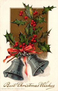 Merry Christmas With Silver Bells and Holly