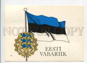 429348 ESTONIA independence flag coat of arms 1994 RPPC Kuma advertising label