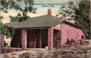 Hand Colored Postcard Statistical House National Rifle Range Chandler Oklahoma