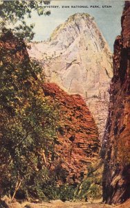 Mountain of Mystery, Zion National Park, UT, Message, Old Postcard