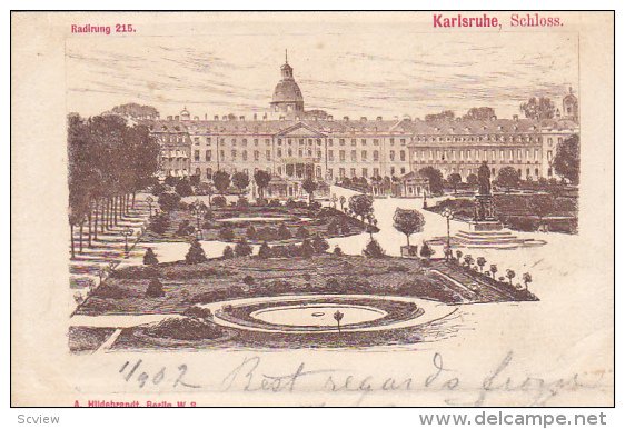 KARLSRUHE, Baden-Wurttemberg, Germany, 1900-1910's; Schloss, General View