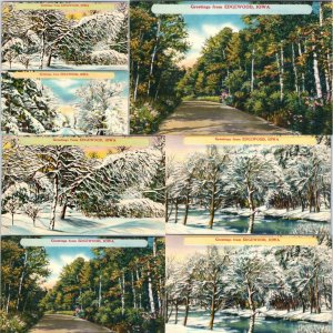 x7 LOT c1940s Edgewood, IA Greetings from Landscape Snow Linen Postcards A257