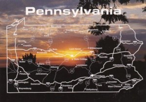 Map Of Pennsylvania With Sunset