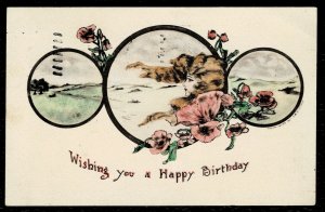 Art Nouveau Birthday card - 1910 - signed E B Scofield