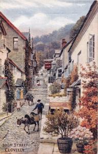 CLOVELLY DEVON UK HIGH STREET-WATER COLOUR ARTIST A R QUINTON POSTCARD