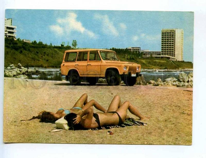 241377 ROMANIA ADVERTISING IAP UAP car DACIA aro 244 on beach