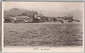 Arona Lago Maggiore Italy Waterfront Town View Brunner & Co Postcard H82