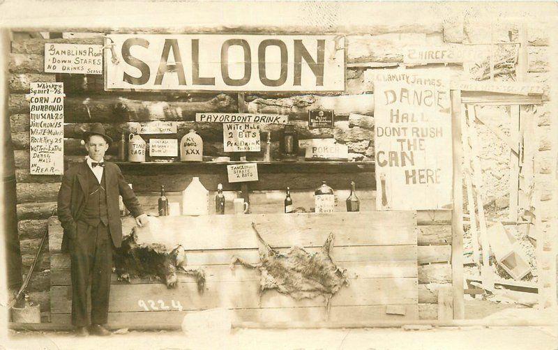 Animal Pelts C-1910 Saloon Drinking RPPC Real photo Arlington 5310 ARKANSAS