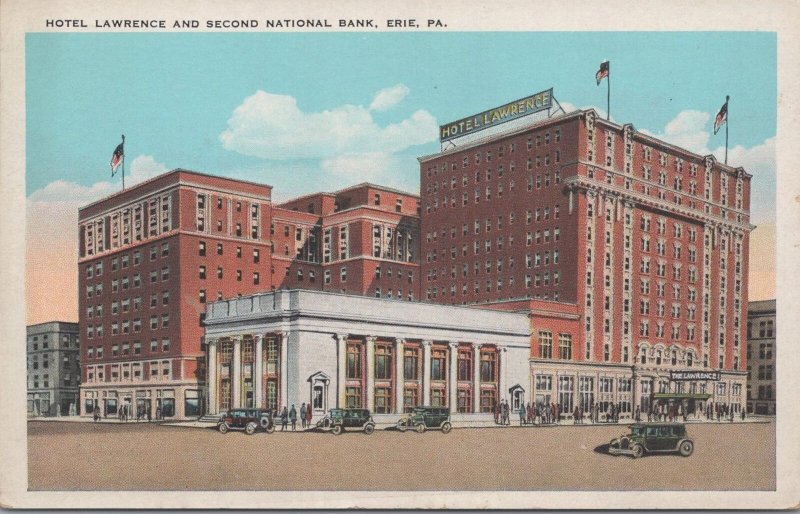 Postcard Hotel Lawrence and Second National Bank Erie PA