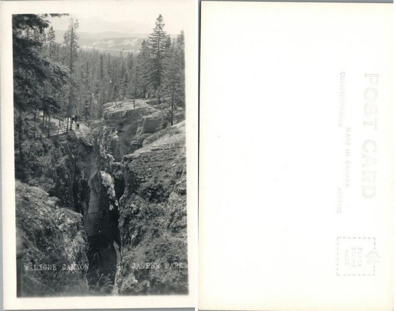 Maligne Canyon Jaspe Parque Alberta Canada Vintage RPPC Real Foto Tarjeta Postal