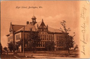 View of High School, Burlington WI Univided Back Vintage Postcard O53