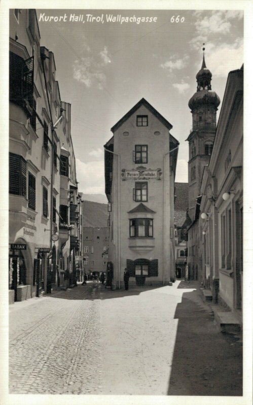 Austria Kurort Hall Tirol Wallpachgasse RPPC 06.85