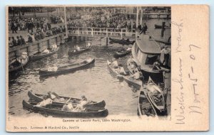 SEATTLE, WA Washington ~ CANOES at LESCHI PARK, Lake Washington 1907 Postcard