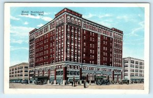 GREEN BAY, WI Wisconsin  HOTEL NORTHLAND c1920s Cars Brown County Postcard