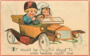 Automobile Comic Humor Artist impression 1914 Dutch Children Postcard 20-8452