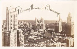 Illinois Chicago Aerial View Real Photo