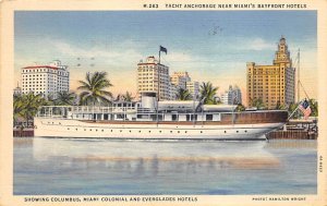 Yacht Anchorage Near Miami's Bayfront Hotels Showing Columbus, Colonial, Ever...