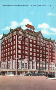 Vintage Postcard 1930's Alex Johnson Hotel Building Rapid City Black Hills S.D.