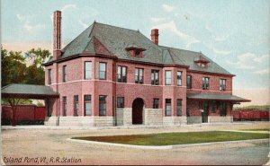 Island Pond VT Railroad Depot Train Station Railway RR Leighton Postcard G28