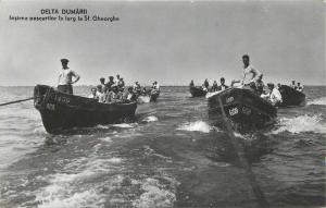 Romania 60s fishermen fishing boats Sf. Gheorghe