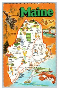 Postcard QSL Radio Card From Maine Pine Tree State Map Postcard