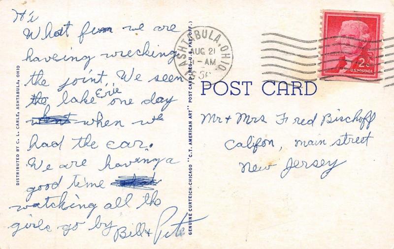 Ashtabula Ohio 1956 Postcard Winter Fleet at Ashtabula River