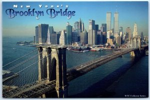 M-111274 Aerial View World Trade Center and Brooklyn Bridge NYC New York USA