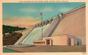 Hiwassee Dam & Power House Western North Carolina NC Vintage Postcard c1930