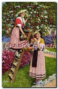 Postcard Old COAST DAZUR Nicoises picking oranges