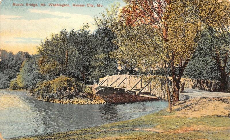 Kansas City MissouriMt Washington Rustic BridgeWood Planks1910 Postcard