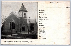 K38/ Shreve Ohio Postcard c1910 Christian Church Sunday School 464